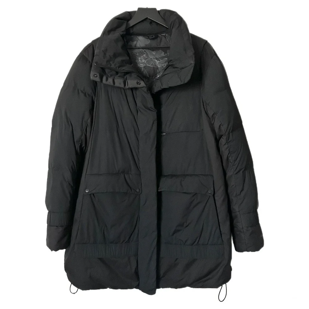 Lululemon Down Jacket Puffer Coat in Black 600 Fill Goose Down Size 12